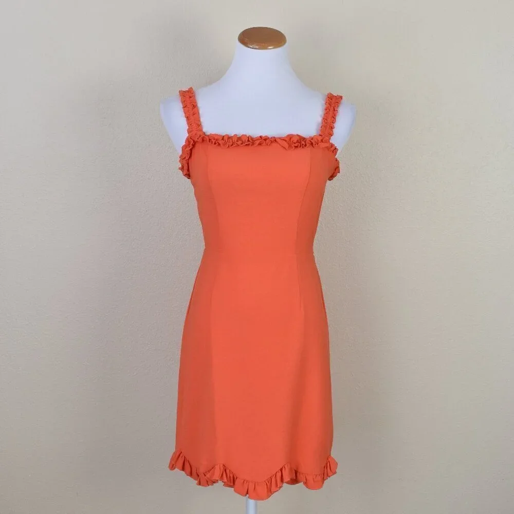Finders Keepers Chiquita Ruffle Orange Mini Dress - 4 - Picture 1 of 11